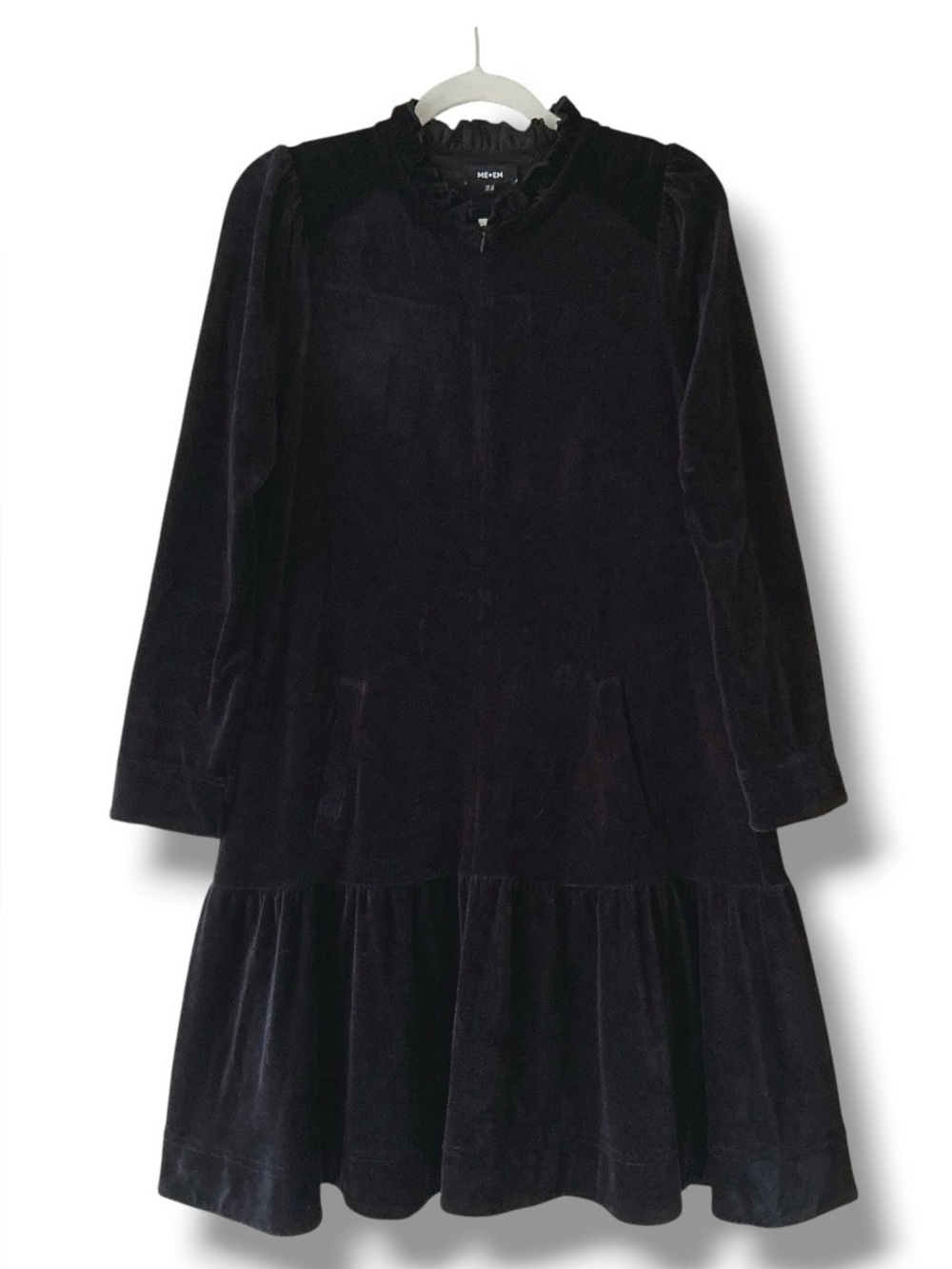Me+Em  Velour Short Swing Dress in Black Size 10